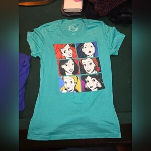 Teal Disney princesses shirt.